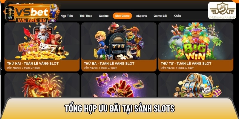 Tổng hợp ưu đãi tại sảnh slots